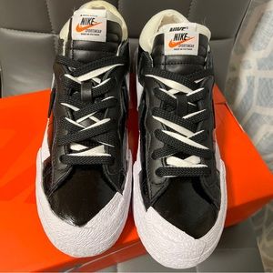 Nike Blazer Low x Sacai Shiny Black size 7.5 NWT
